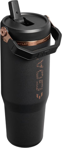 STANLEY x IceFlow 2.0 Flip Straw Tumbler with Handle, 30 oz | Twist on Lid and Flip Up Straw | Leak Resistant Water Bottle | Insulated Stainless Steel | BPA-Free | Messi Goat Black