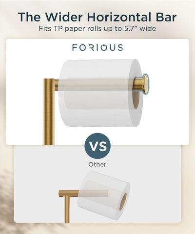 FORIOUS Toilet Paper Holder Stand with Storage for 4 Rolls, Brushed Gold