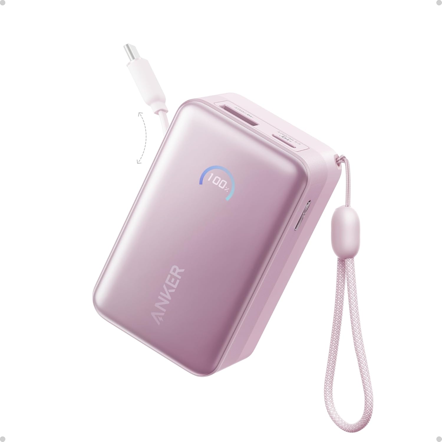 Anker Nano Power Bank, 45W 10,000mAh Portable Charger, iPhone Battery Pack (Pink)