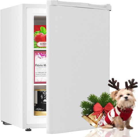 TABU 3.0 Cu Ft Upright Freezer, Mini Freezer with 7 Adjustable Temp, White