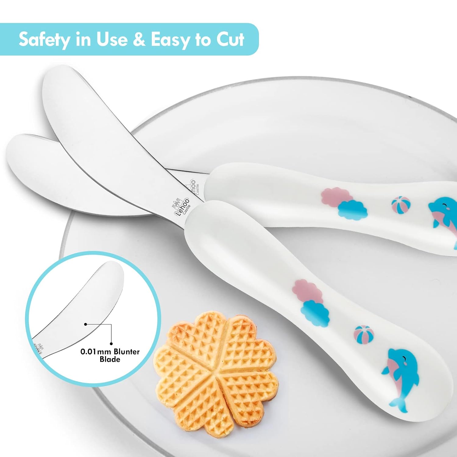 Lehoo Castle Toddler Utensils, 6-Pieces Kids Silverware Set (Ocean)