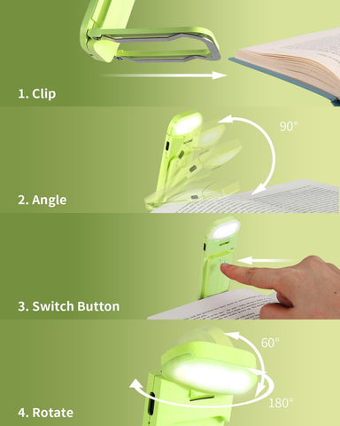 HEMONNKAM Reading Light, Rechargeable Clip-On Book Light for Bed at Night