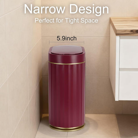 ELPHECO 2 Gallon Sensor Trash Can, Automatic Lid, Burgundy Gold