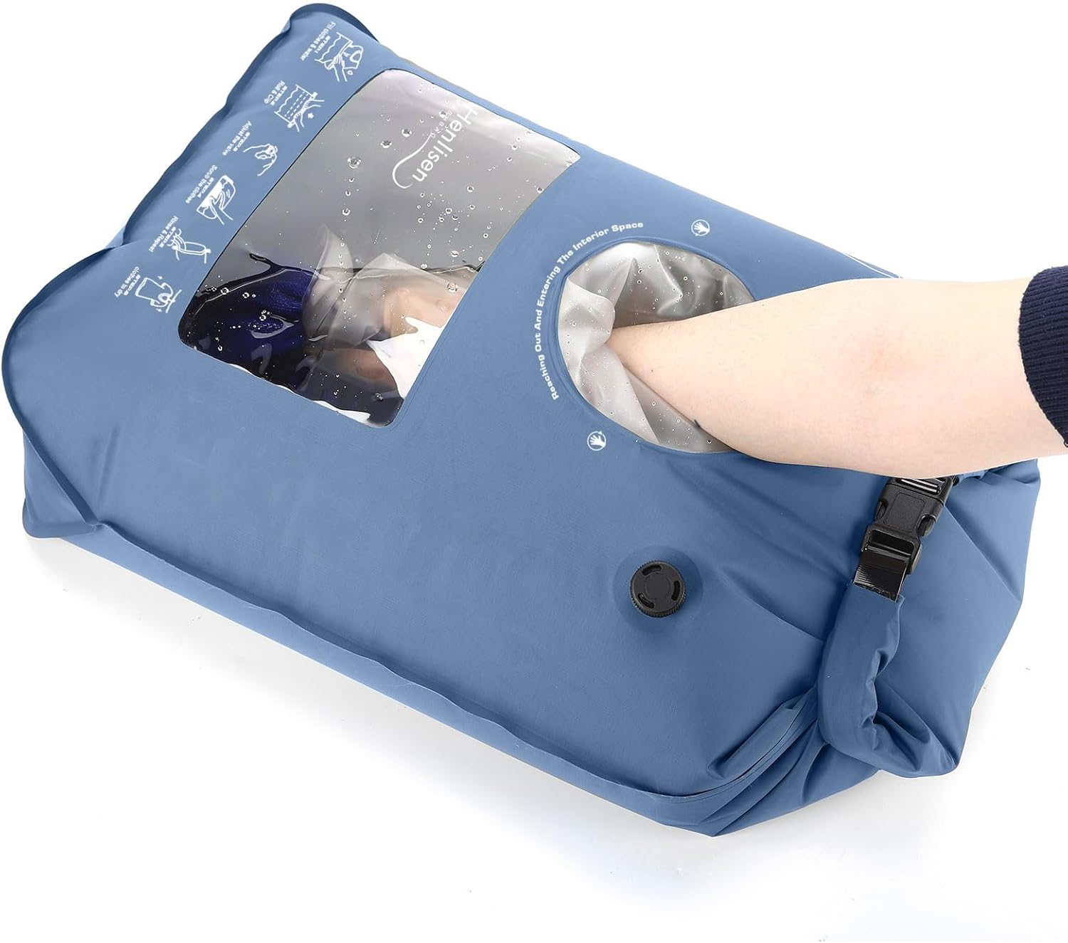 Portable Washing Bag Hand Wash Bag Travel Manual Washer RV Laundry Solution