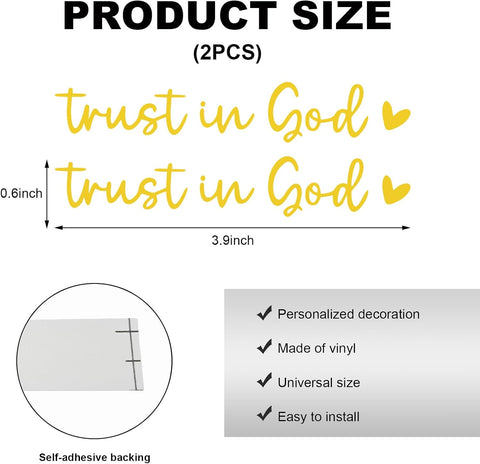 DXNQ 2PCS Trust in God Rearview Mirror Decals, Automotive Vinyl Rear View Mirror Decorative Stickers, Waterproof Trust in God Stickers for Car Truck Laptop, Car Accessories (Yellow)