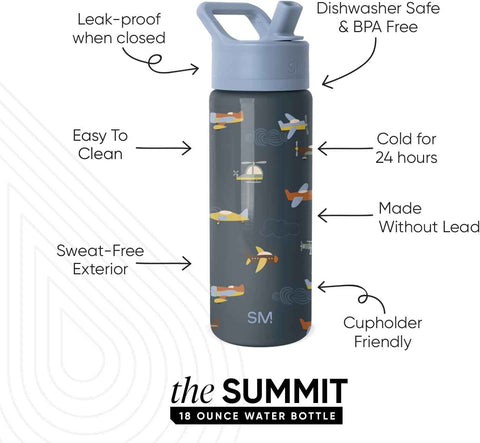 Simple Modern Kids Water Bottle & Toddler Cup | 18oz | Airplane