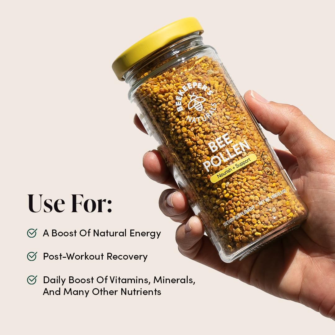 Beekeeper's Naturals - 100% Raw Bee Pollen Granules, Natural Preserved Enzymes, Source of Vitamin B, Minerals, Amino Acids & Protein - Paleo & Keto Friendly, Gluten Free (5.2 oz)