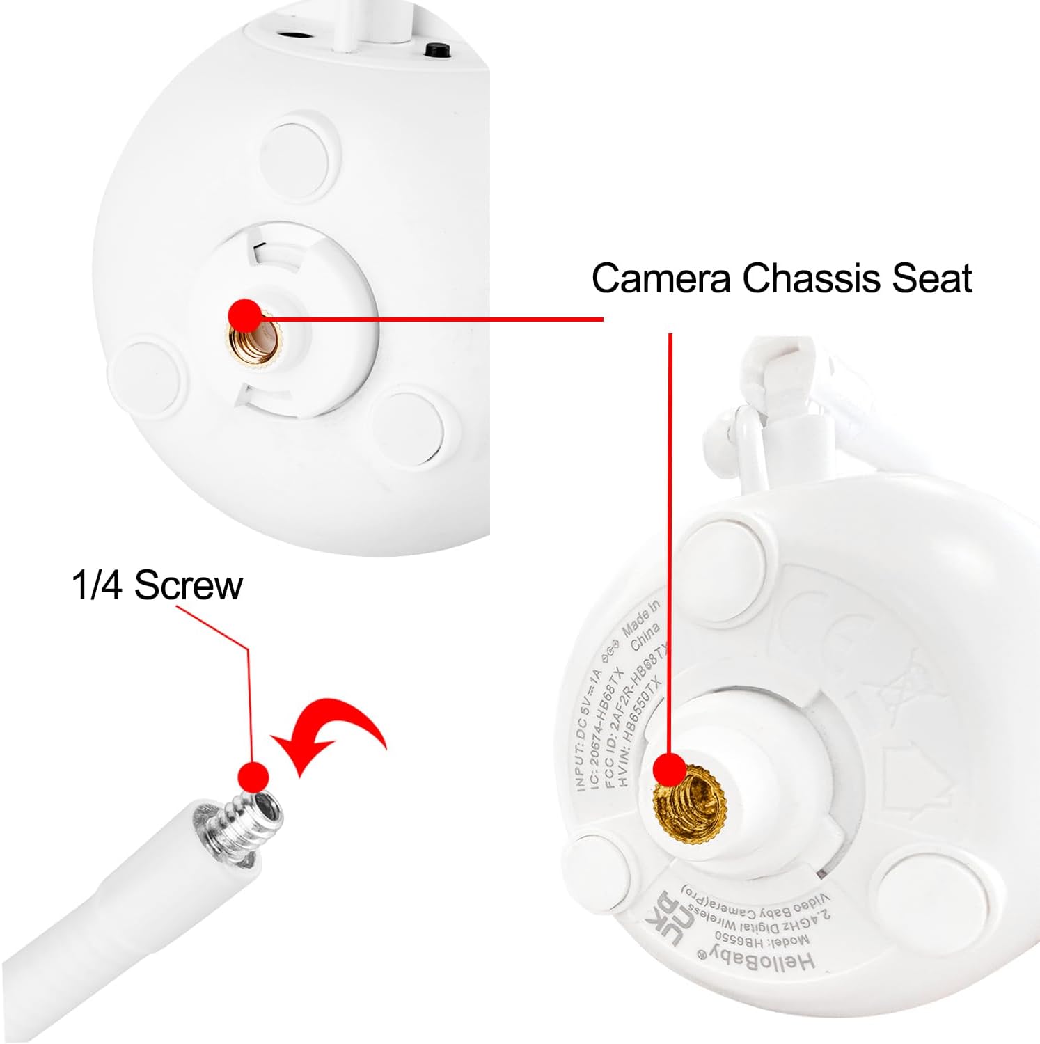 Flexible Baby Monitor Mount Compatible with HelloBaby HB65/HB6550/HB6558/HB66/HB248,ANMEATE SM935E/SM650 Monitor,Baby Camera Mount,Baby Clip Mount Without Tools or Wall Damage