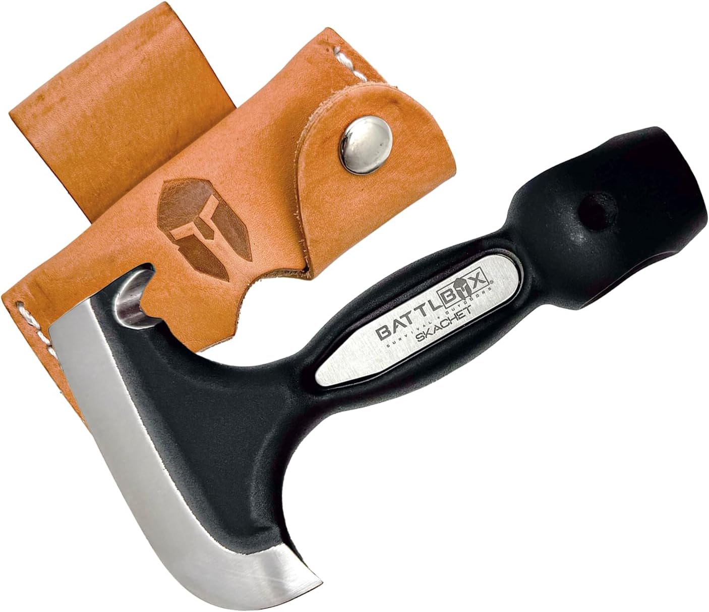 BattlBox Skachet Axe Head Skinner, Carbon Steel Hatchet, Leather Sheath