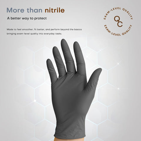 SUPER+ Black Nitrile Gloves HEAVY DUTY 6 Mil Disposable Chemical Resistant Powder & Latex Free Medical Food Safe, 60/600 Ct