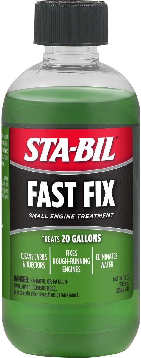 STA-BIL Fast Fix - Small Engine Treatment, Cleans Carburetors and Injectors, Fixes Rough Running Engines, Eliminates Water, Treats Up to 20 Gallons, 8oz (22304) , Green