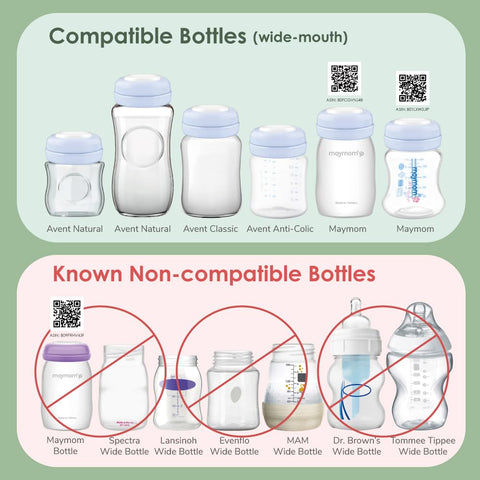 Maymom Screw Lids Aka Travel Caps with Rewritable Sealing Disc Compatible with Avent Bottle, Maymom Wide Mouth Bottles; Cap Replace Avent Natural Bottle Sealing Ring and Sealing Disc, 6pcs. (Blue)