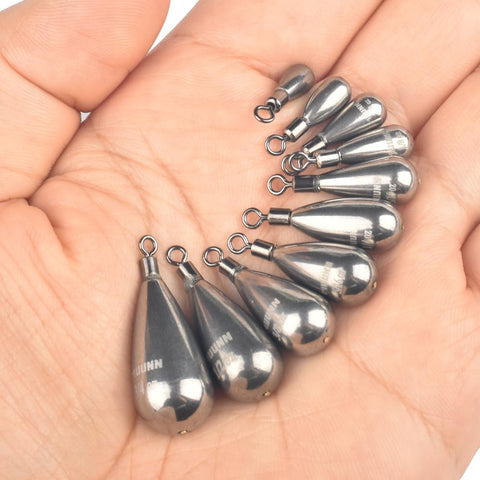 Tungsten Teardrop Drop Shot Weights with Rotating Round Eye
