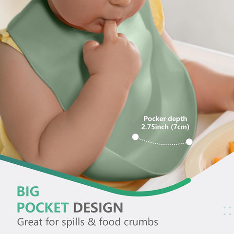 Cuddle Campus Set of 3 Silicone Bibs, Soft Adjustable Bibs for Boys & Girls