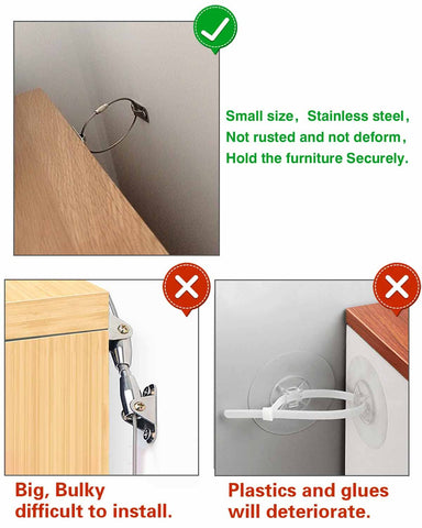 10 Pack Furniture Anchors Kit for Baby Proofing, Furniture Straps Use to Prevent Falling and Anti Tip, Dresser Or Cabinet to Wall Anchors, 8in