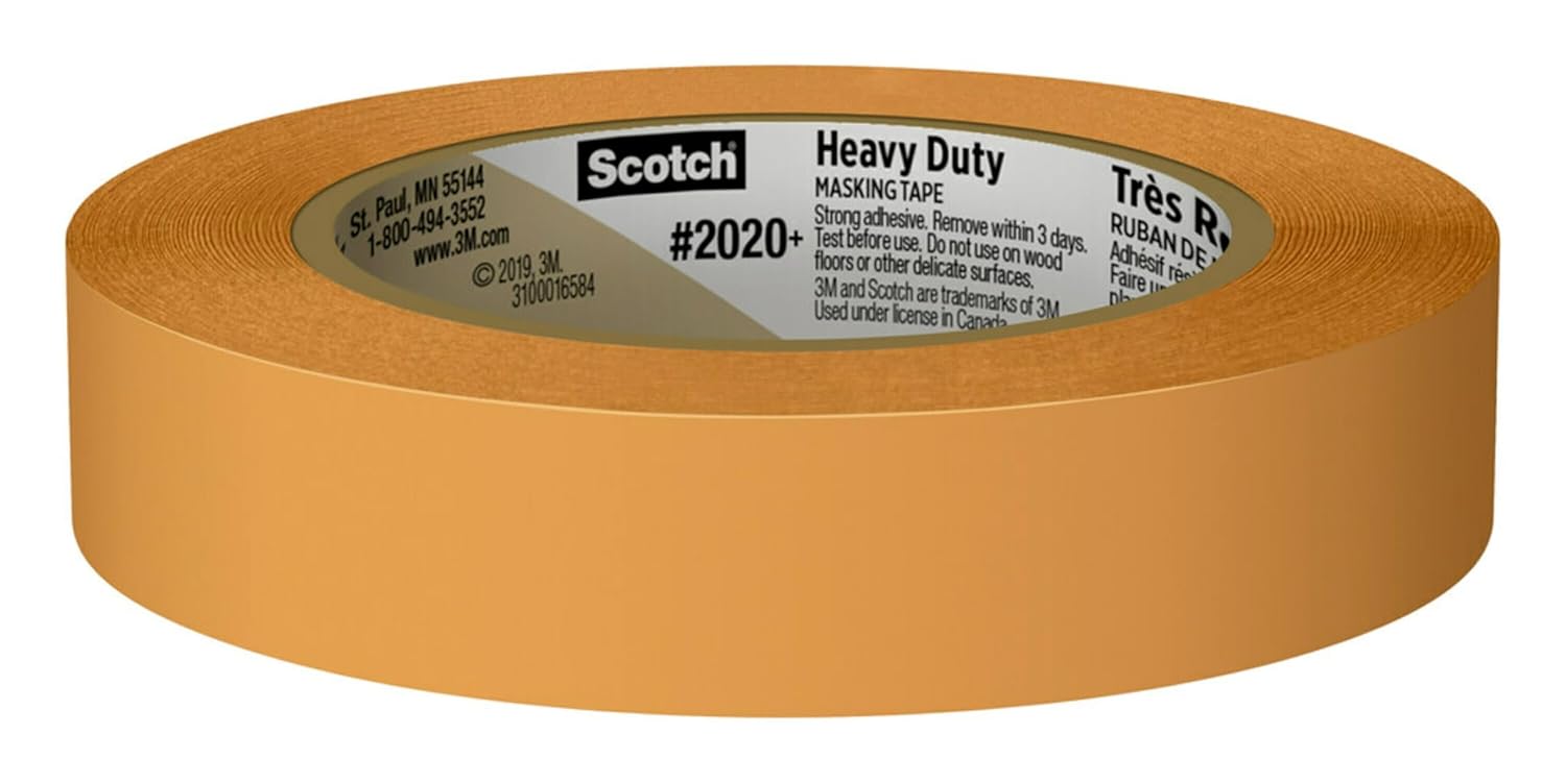 Scotch Heavy Duty Painter's Tape, 0.94 in x 60.1 yd, for Use On Vinyl, Carpet, Metal, & Plastic, Indoor & Outdoor Masking Tape, Bonds Aggressively, 3-Day Clean Removal, 1 Roll (2020+-24AP)