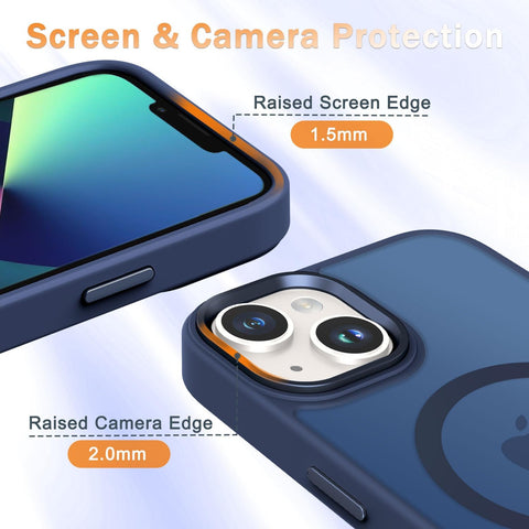 YENAPOON for iPhone 14 Case, iPhone 13 Case, Matte Magnetic Case, Navy Blue