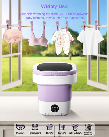 Portable Washing Machine, 13L Large Capacity Laundry Washer Cleaning for Underwear, Baby Clothes, Shirts,Small Delicates.Foldable Mini Washer and Dryer Combo for Apartment,Hotel,Camp,RV,Travel(Purple)