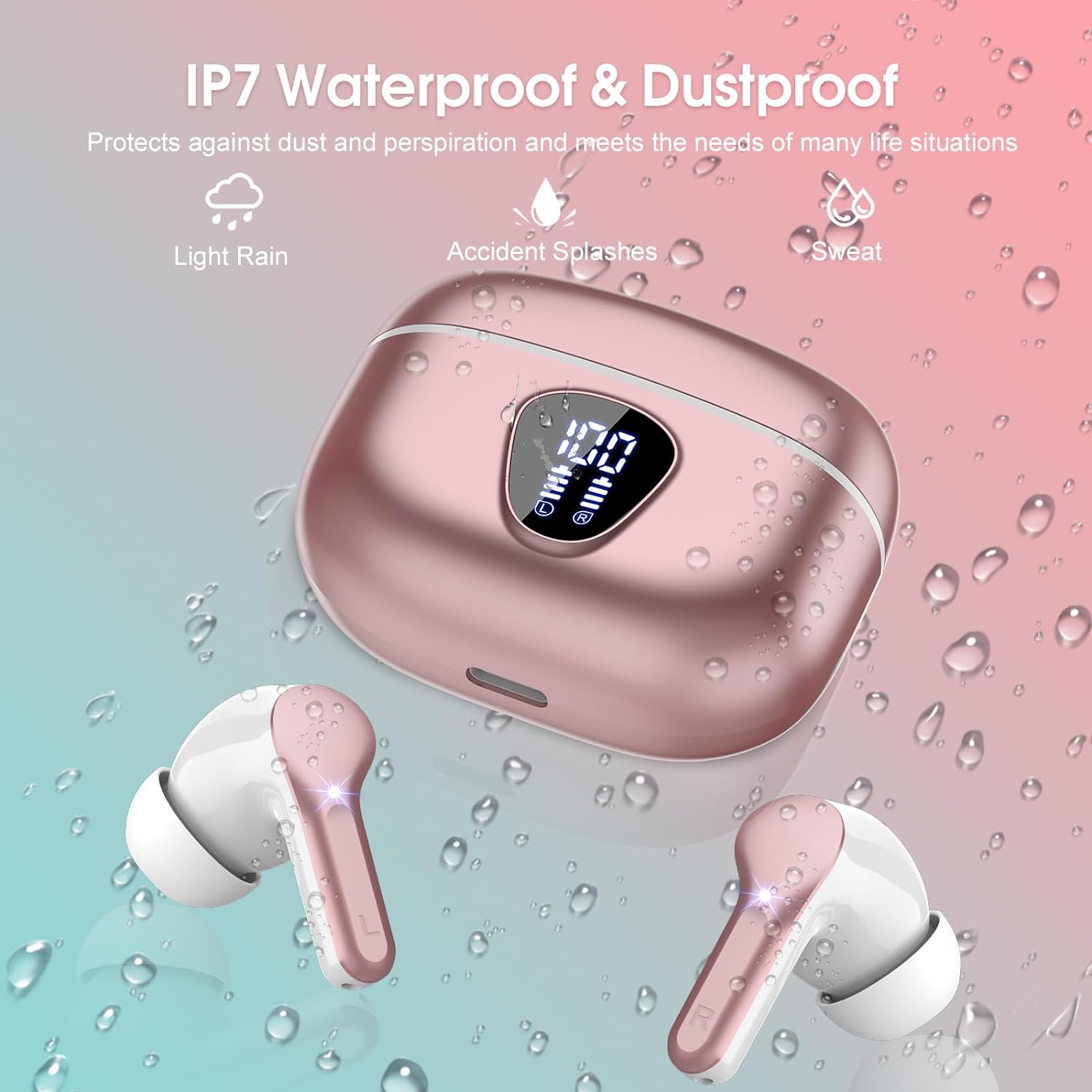 Wireless Earbuds, Bluetooth 5.4 Headphones HiFi Stereo, Bluetooth Earbuds