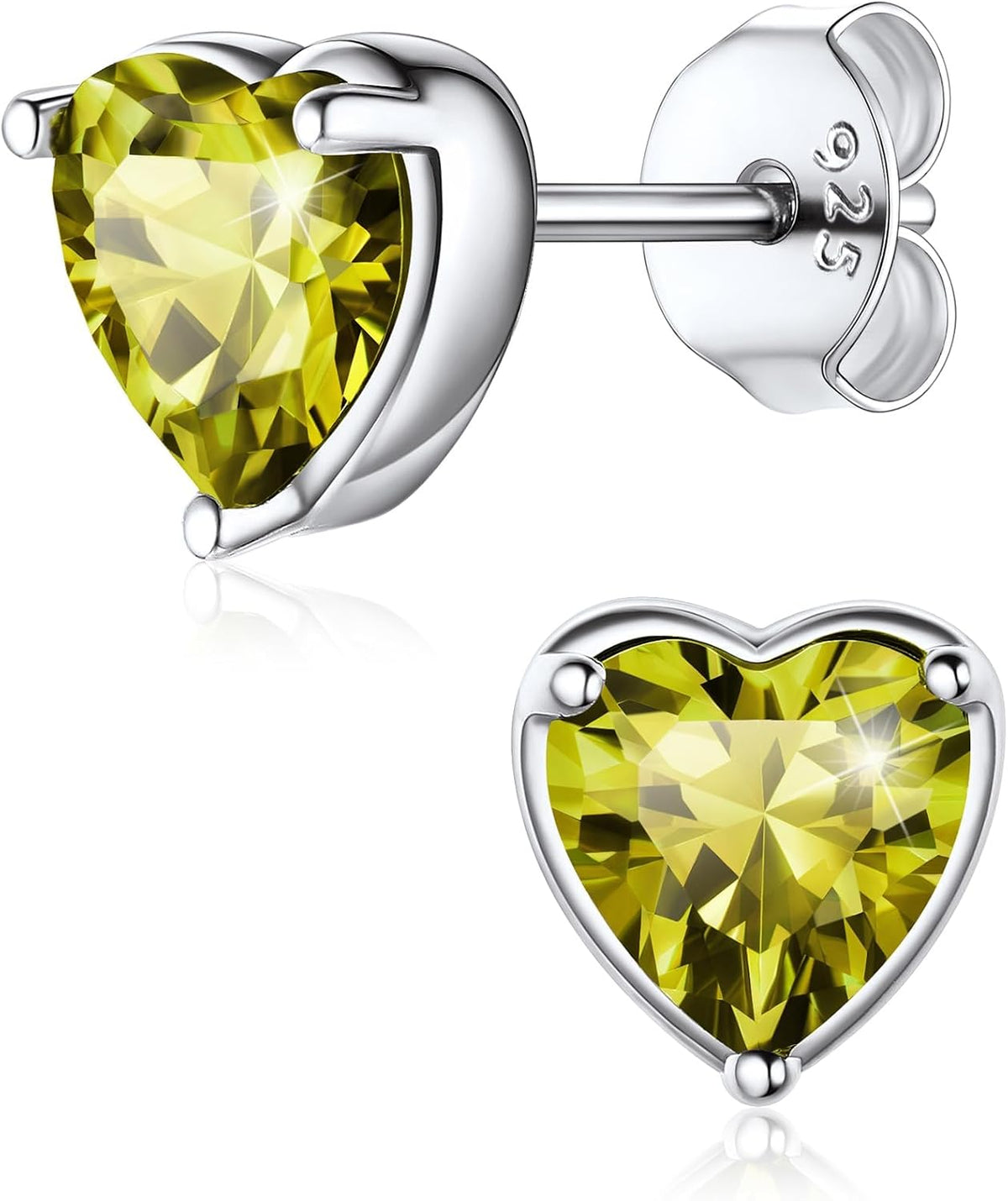 ChicSilver 925 Sterling Silver Earrings Sparkling Heart/Round/Princess Cut Birthstone Earrings for Women Birthday Jewelry with Gift Box
