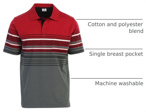 Gioberti Mens Double Striped Contrast Polo Shirt with Pocket - Yarn Dye