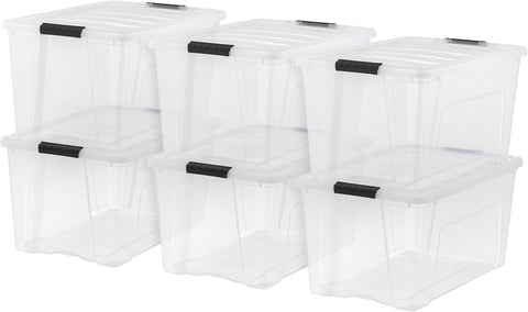 IRIS USA 6-Pack 72 Quart Storage Bins with Lids, Clear
