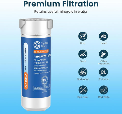 Crystala Filters XWFE (Built-in CHIP) Refrigerator Water Filter 1-Pack