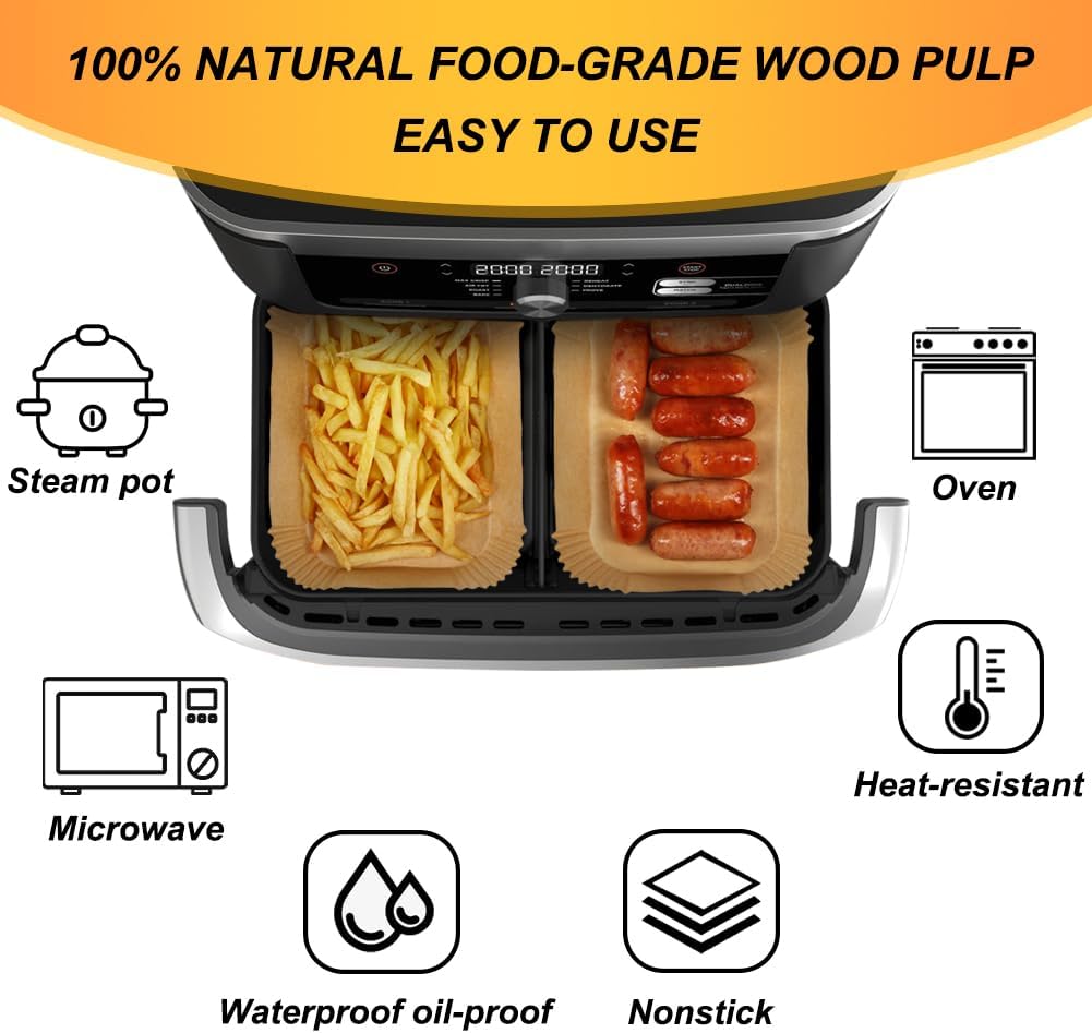 BYKITCHEN Air Fryer Liners for Ninja Foodi DZ071 7 Qt MegaZone Airfryer