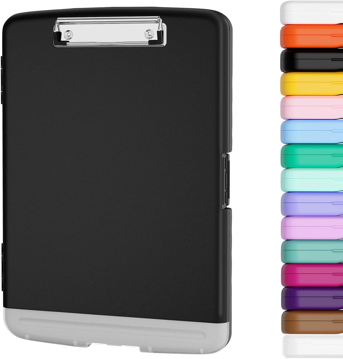 Piasoenc Clipboard with Storage, 8.5 x 11 Clip Board with Pen Holder, Black
