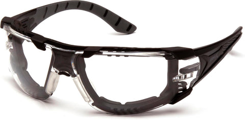 Pyramex Endeavor Plus Safety Glass Black/Gray Frame With Foam Padding Clear H2MAX Anti-fog Lens