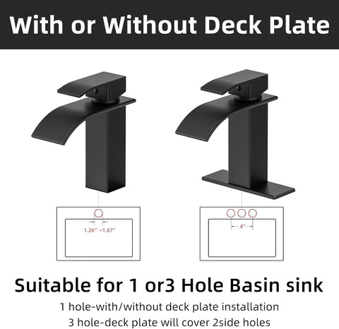 Ryuwanku Waterfall Bathroom Faucet, Matte Black Stainless Steel, 1-Handle