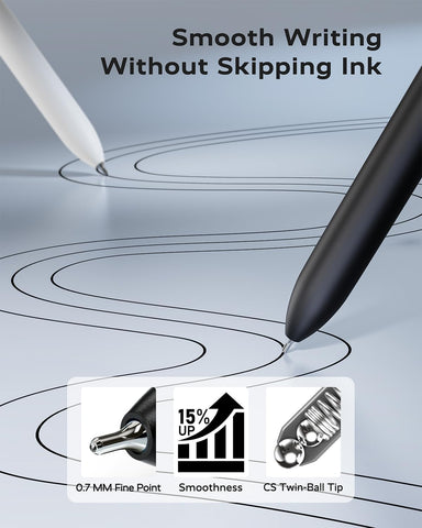 STAGEEK GX3 Black Gel Pens,6Pcs Quick Dry Smooth Writing Pen with 3 Refills