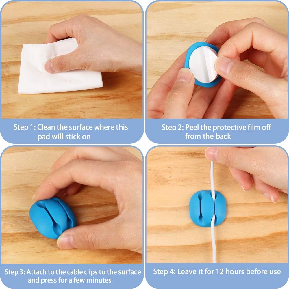 Shintop 6pcs Self-Adhesive Cable Clips for Computer, Electrical, Charging