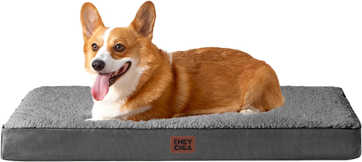 EHEYCIGA Orthopedic Dog Bed Large with Removable Washable Cover, Grey, 36IN