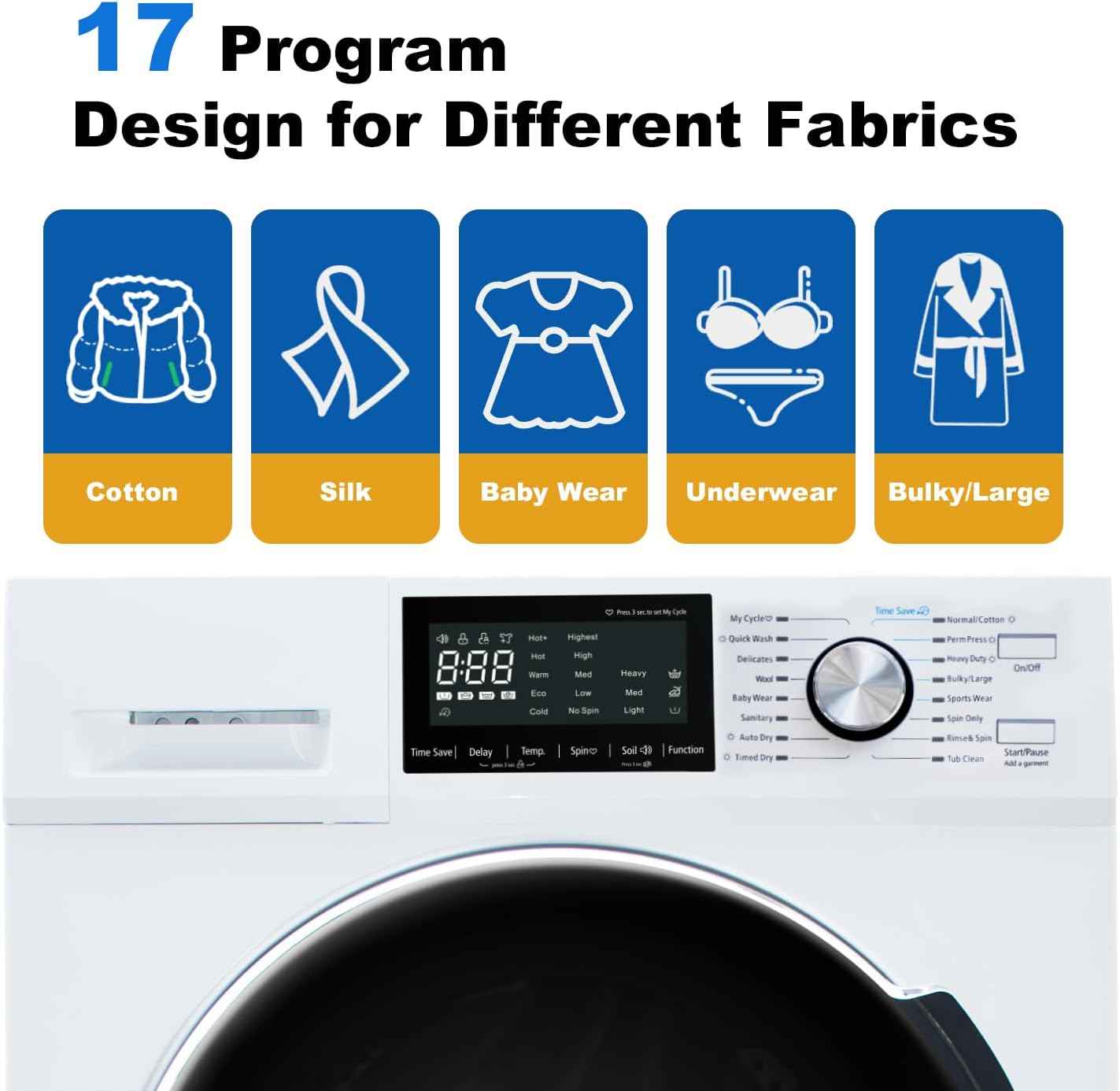 Ventless Washer Dryer Combo 2.7 cu.ft, 24" All In One Washing Machine And Dryer 2-In-1 120V For Apartment RV, 26.7 LBS Load With 16 Laundry Program, LED Display, Low Vibration, UL Verified