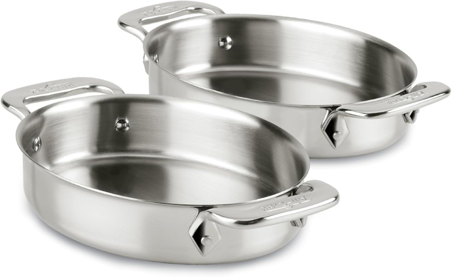 All-Clad Specialty Stainless Steel Oval Bakeware Set 2 Piece Induction Pots and Pans Silver