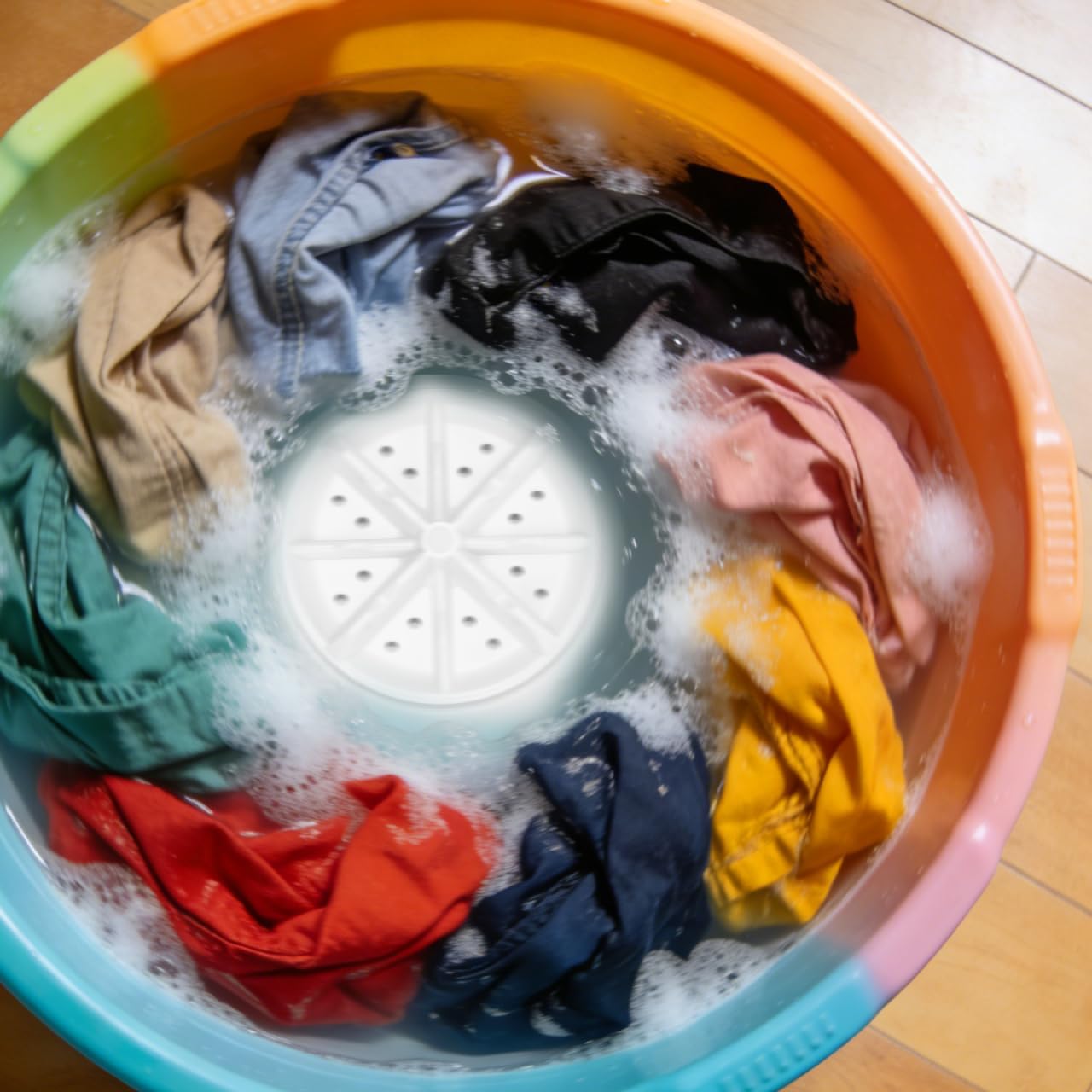 1Pc Portable Mini Turbo Washing Machine for House and Travel USB Powered Ultrasonic Agitator Washer Small Portable Washer Bucket for Underwear and Socks