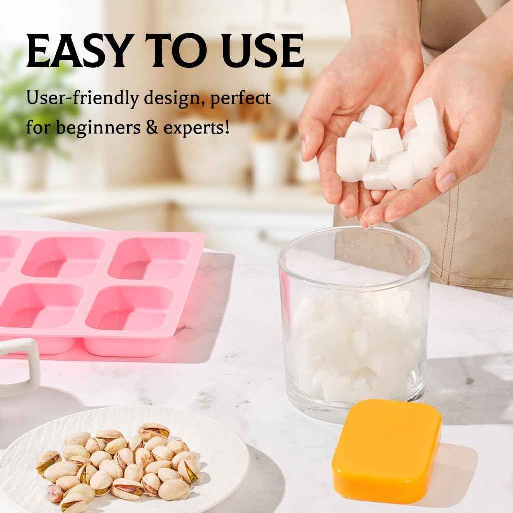 SJ Rounded Rectangle Soap Mold Set, 2-Pack 6-Cavity Silicone Soap Molds