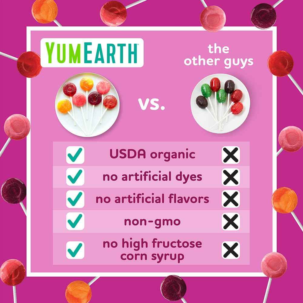 YumEarth Organic Vitamin C Pops Variety Pack, 250 Fruit Flavored Favorites Lollipops, Allergy Friendly, Gluten Free, Non-GMO, Vegan, No Artificial Dyes