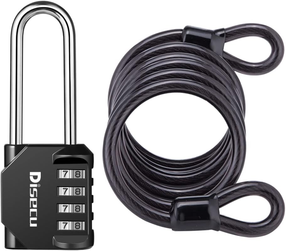 4 Pack disecu 2.6 Inch Long Shackle Combination Lock, 4 Digit Outdoor Waterproof Padlock for School Locker, Gym Locker, Storage Unit, Gate, Fence, Toolbox, Cabinet (Black)