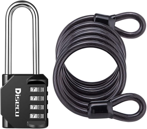 4 Pack disecu 2.6 Inch Long Shackle Combination Lock, 4 Digit Outdoor Waterproof Padlock for School Locker, Gym Locker, Storage Unit, Gate, Fence, Toolbox, Cabinet (Black)