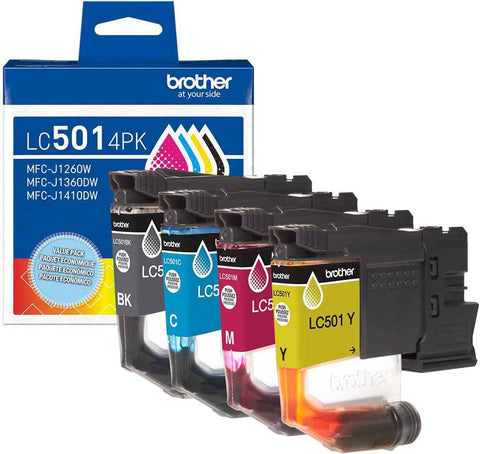 Brother Genuine LC5014PK 4-Pack (1 Each of) Standard Yield Black, Cyan, Magenta, and Yellow Ink Cartridges | Genuine Brother LC5014PK 4-Cartridge Set: Bk≈250 Pages, C and M and Y≈200 Pages, (1 Each of)
