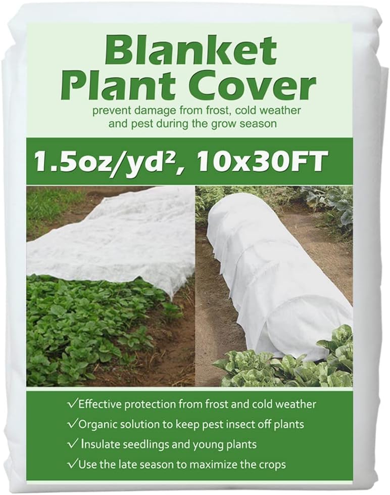 Plant Covers Freeze Protection 10 ft x 30 ft Floating Row Cover 1.5oz/yd² Garden Fabric Plant Cover for Winter Frost/Sun Pest Protection (10FT X 30FT)