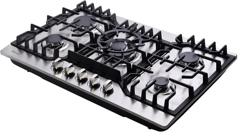 30 Inch Gas Cooktop, Stainless Steel Built-in 5 Burners Stovetop Dual Fuel Gas Hob NG/LPG Convertible Gas Cooktop DK5712