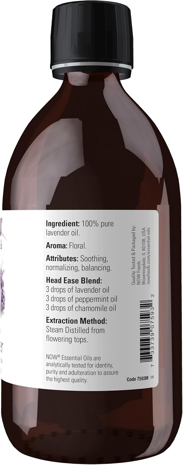 NOW Essential Oils, Lavender Oil, Steam Distilled, Undiluted, 16 fl. oz