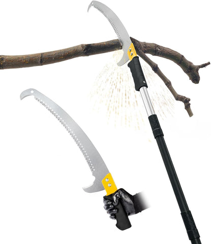 8.5FT Pole Saw with Adjustable Length for Tree Trimming, Lightweight Manual Pruning Saw with Mn Steel Blade, Long Extension Branch Cutter Long Pole for Yard, Garden, Patio and Forestry Use