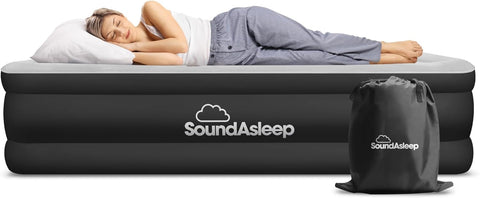 SoundAsleep Dream Series Raised Queen Air Mattress, Built-in Pump, Black