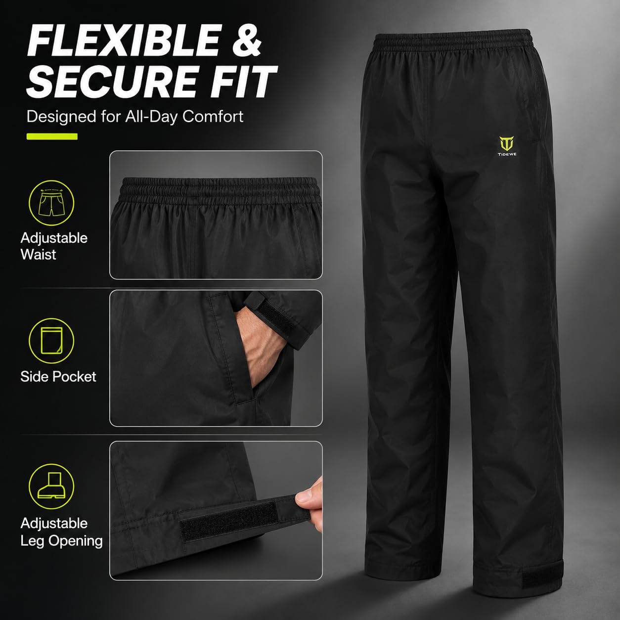 TIDEWE Rain Suit for Men, Waterproof Lightweight 2-Piece Rain Gear