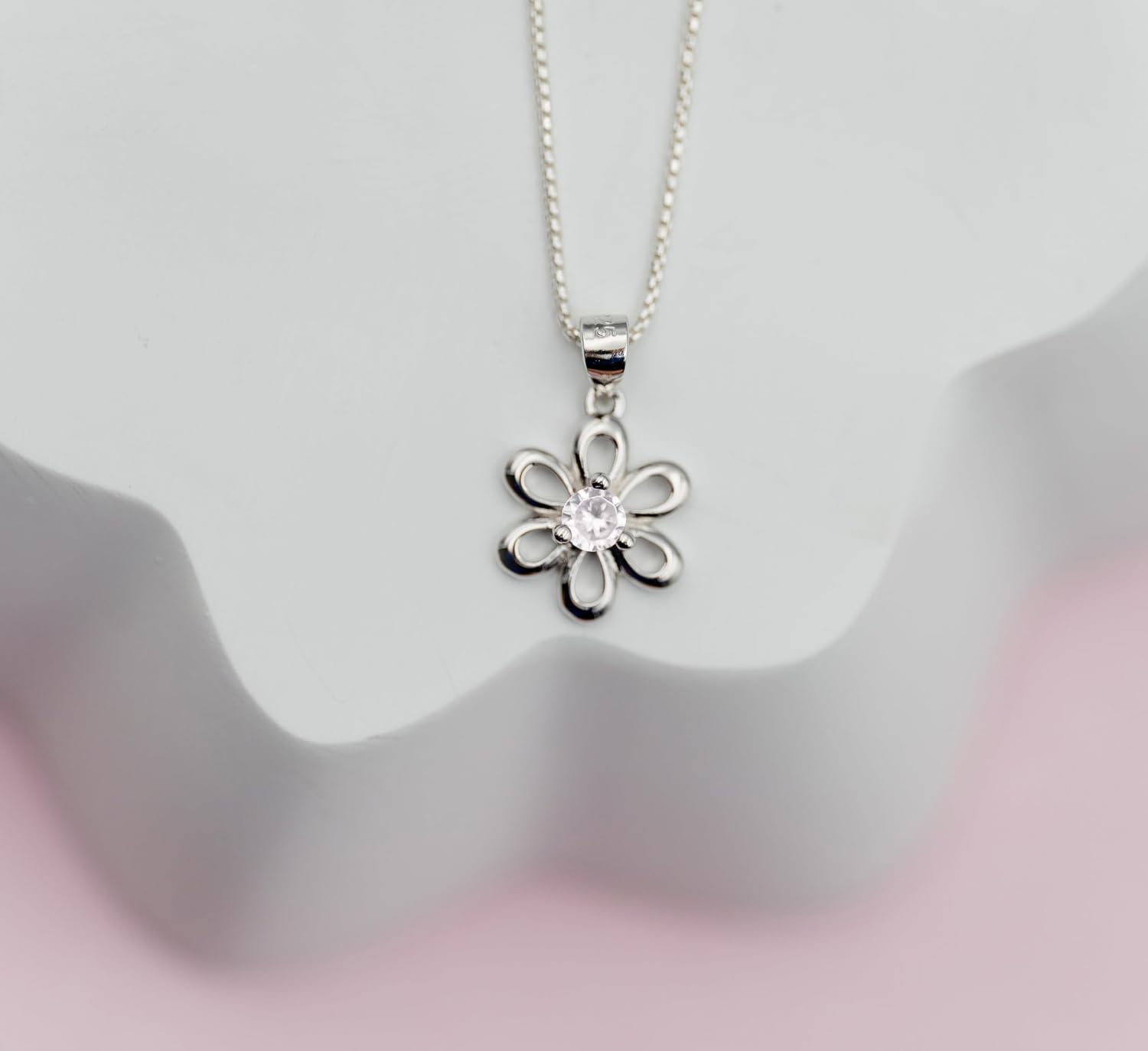 Cherished Moments Birthstone Daisy Necklace, .925 Sterling Silver