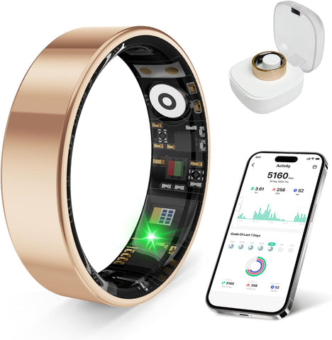 2026 Smart Ring New Health Tracker, IP68 Waterproof, iOS/Android Compatible, Sleep, Exercise & Health Monitoring, No Subscription, 5-Day Battery Life for Women & Men (Rose Gold, 7)
